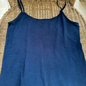Time and Tru Blue and White Fitted Sleeveless Camisole